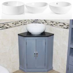 Grey Painted Bathroom Vanity Unit Corner Wash Stand Black Quartz & Ceramic Basin 501Bgbqcbc - thumbnail 2