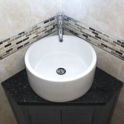 Grey Painted Bathroom Vanity Unit Corner Wash Stand Black Quartz & Ceramic Basin 501Bgbqcbc - thumbnail 3