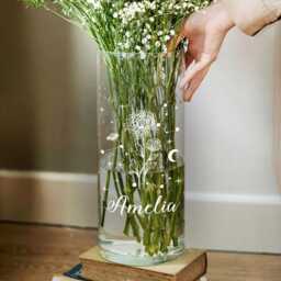 Personalised Birthday Zodiac Star Sign Birth Flower Cylinder Glass Vase - thumbnail 1
