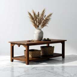 Rustic Sofa Center Table With Arch Design, Reclaimed Teak Wood Coffee