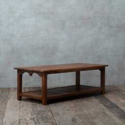 Rustic Sofa Center Table With Arch Design, Reclaimed Teak Wood Coffee - thumbnail 3