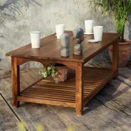 Rustic Sofa Center Table With Arch Design, Reclaimed Teak Wood Coffee - thumbnail 2