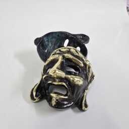 Ancient Greek Bronze Mask, Handmade Home Decor - thumbnail 2