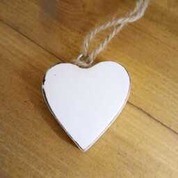 Small White Chunky Wooden Hanging Heart Decoration - Thehomeandheartsshop Rustic Wall Decor Shabby Wedding Gift Christmas - thumbnail 3