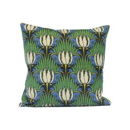 William Morris - Tulip & Bird Goblin Green & Raven Bold Arts Crafts Velvet Cushion Cover Handmade Throw Pillow Designer Home - thumbnail 2