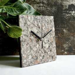Limited Edition Mantel Clock Handmade From Recycled Paper, Small Standing Imitating Natural Stone, Modern Industrial Style Home Decor - thumbnail 4