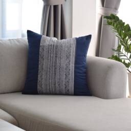 "Indigo Batik Throw Pillow Cover - Hmong Hill Tribe Cotton, 20""x20" - thumbnail 3