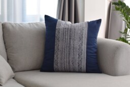 "Indigo Batik Throw Pillow Cover - Hmong Hill Tribe Cotton, 20""x20" - thumbnail 1