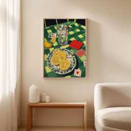 Mediterranean Still Life Poster, Lemon Table Scene Wall Art - thumbnail 3
