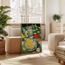 Mediterranean Still Life Poster, Lemon Table Scene Wall Art - thumbnail 4