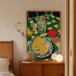Mediterranean Still Life Poster, Lemon Table Scene Wall Art - thumbnail 2
