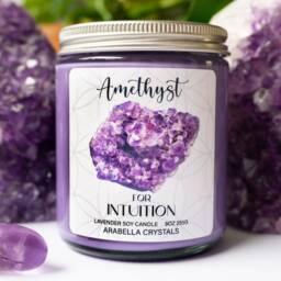 Amethyst Crystal Candle Lavender Citrus Scent - Vegan Soy Wax - thumbnail 3