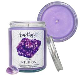 Amethyst Crystal Candle Lavender Citrus Scent - Vegan Soy Wax - thumbnail 2