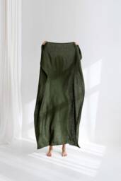 Pure Linen Beach Towel, Green Sarong, Picnic Blanket