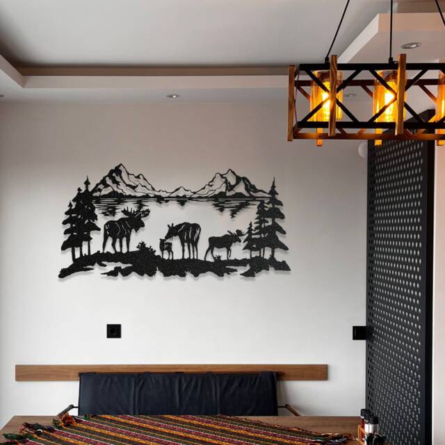 Nature Wall Art, Metal Deer Family Art For Home & Garden, Wildlife Lover Gift, Indoor/Outdoor Decor, Rustic Sign - image 1