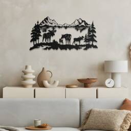 Nature Wall Art, Metal Deer Family Art For Home & Garden, Wildlife Lover Gift, Indoor/Outdoor Decor, Rustic Sign - thumbnail 3