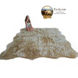 Large Plush Faux Sheepskin Rug - Shaggy Tan Area Rug, Usa Made - thumbnail 3