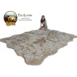 Large Plush Faux Sheepskin Rug - Shaggy Tan Area Rug, Usa Made - thumbnail 4