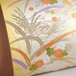 Japanese Silk Obi Pillow Cover Vintage Fall Landscape Textile Art - thumbnail 2