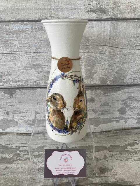 Rabbit Vase Bunny, Hare, Easter Vase, Spring, Flowers, Decouoged, Animal - image 1