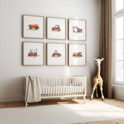Construction Vehicle Prints, Blue Boy Nursery Decor, Trucks, Car Prints Boys Room, Wall Art - thumbnail 2