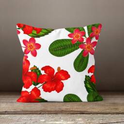 Red Flower Cushion Cover-Housewarming Pillow Case-Decorative Cover-Living Room Cover-Gift For Her Cushion-Handmade Material - thumbnail 4