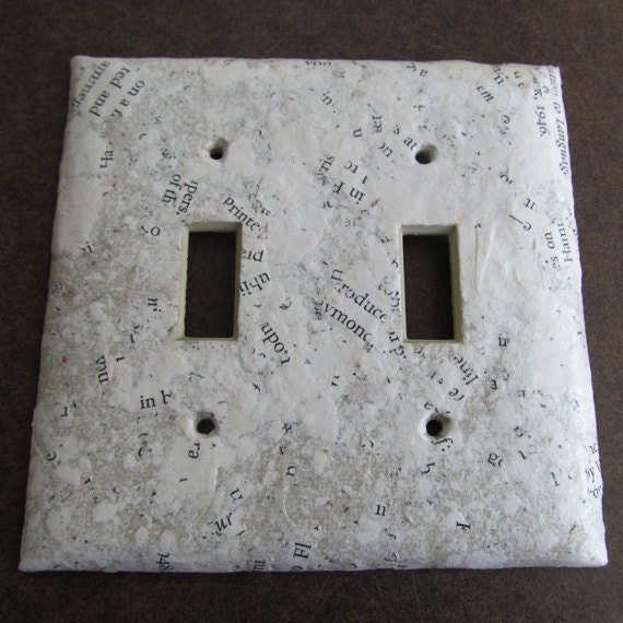 Handmade Paper From Old Books Light Switch Plates, On Recycled Plate, Wall Art Decor-Recycled Paper - image 1