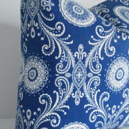 Royal Blue Suzani Pillow Cover - Designer Decorative Throw Pillow, 16x16 - thumbnail 4