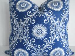 Royal Blue Suzani Pillow Cover - Designer Decorative Throw Pillow, 16x16 - thumbnail 1