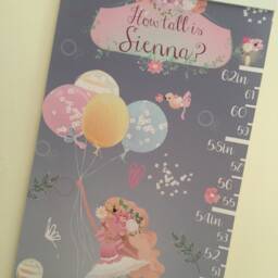 Personalised Height/ Growth Chart - Ballerina Princess Beautiful Nursery & Bedroom Wall Decor Printed On A Luxury Fabric -Ideal Keepsake - thumbnail 2
