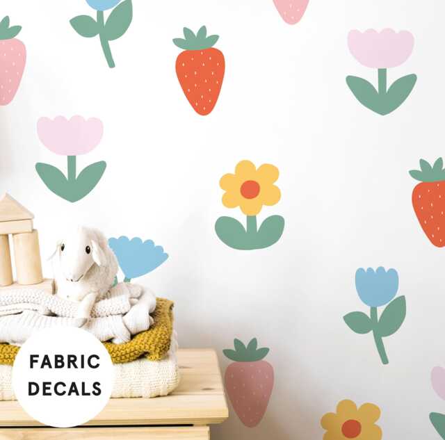 Mini Wildflower, Fabric Wall Stickers For Girls Nursery - Peel & Stick Removable Decals - image 1