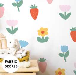 Mini Wildflower, Fabric Wall Stickers For Girls Nursery - Peel & Stick Removable Decals - thumbnail 1