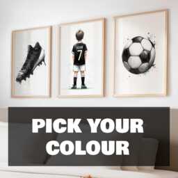 Boys Football Prints - Set Of 3 - Personalised Bedroom Soccer Shirt Decor Custom Gift Personalized Print Kids Wall Art Poster - thumbnail 2