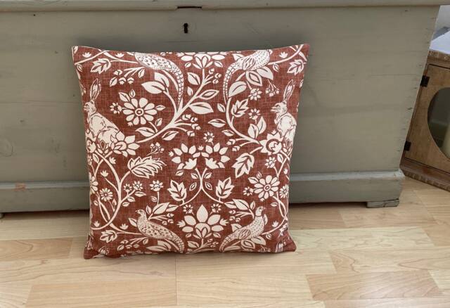 Handmade Game Bird Linen Copper Burnt Orange Country Animals Throw Pillow Sham Cushion Cover - image 1