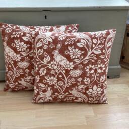 Handmade Game Bird Linen Copper Burnt Orange Country Animals Throw Pillow Sham Cushion Cover - thumbnail 3