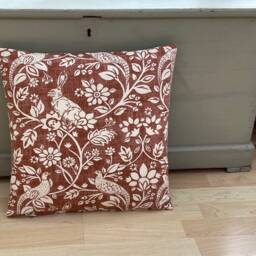 Handmade Game Bird Linen Copper Burnt Orange Country Animals Throw Pillow Sham Cushion Cover - thumbnail 2