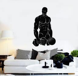 Bodybuilder Wall Decal Art Mural Bodybuilding Sport Fitness Studio Decor Home Workout Space Sticker 2368Di - thumbnail 1