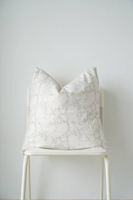 "Indian Block Print Pillow Cover Natural Dyed Batik, Boho Farmhouse Decor - 20"" X 20" - image 1