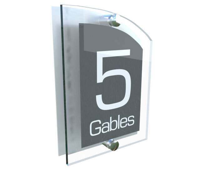 Acrylic & Aluminium Personalised Wall Plaque House Number - Arca5-8Wa-S-C - image 1
