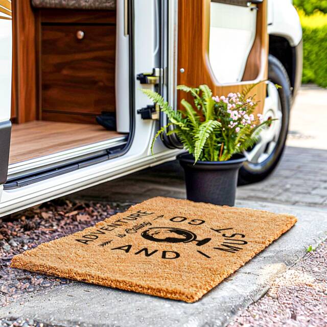 Rv Camping Gift - Outdoor Mat Motor Home Camper Welcome Adventure Is Calling Doormat For Custom - image 1