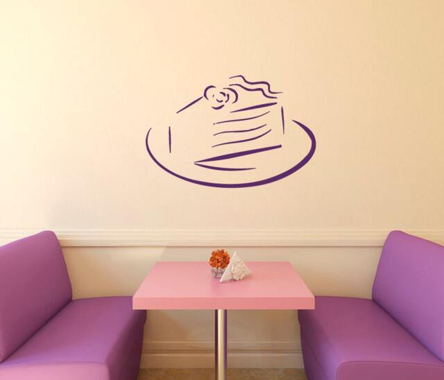 Wall Decals Sweet Cake On A Plate Birthday Pie Kitchen Cafe Home Interior Design Vinyl Decal Sticker Kids Nursery Baby Room Decor M278 - image 1