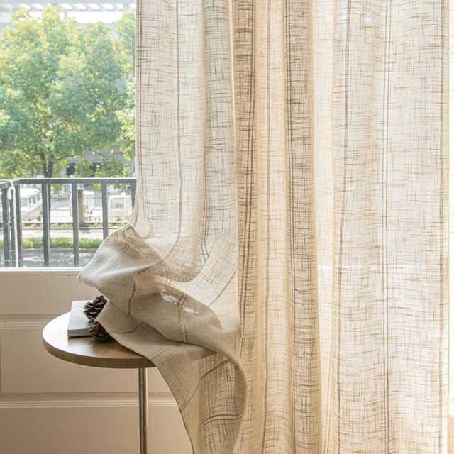 Custom Curtains Stripe Linen Net Sheer Voile Curtain For Airbnb Bedroom Living Room - image 1