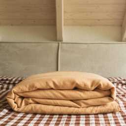 Linen Duvet Cover Mustard. Bedding in French Linen King - thumbnail 3