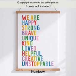 We Are Affirmation Wall Art Print -- Kids Positive Quote Poster, Rainbow Nursery Decor, Motivational Print, Classroom Unframed - thumbnail 3