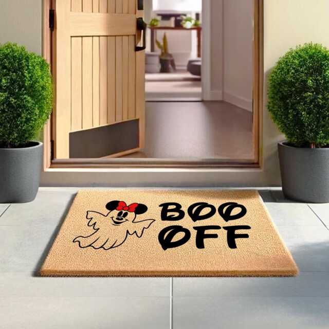 Boo Off Doormat - Funny Halloween Welcome Mat, Spooky Front Door Decor, Sassy Ghost Rug, Gift, Creepy Cute Entryway Mat - image 1