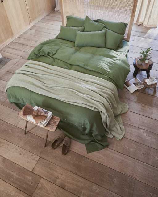 Forest Green Linen Duvet Cover Set - 3 Piece Queen King Bedding European Flax, Stonewashed Midweight Linen, Soft Breathable Earthy - image 1