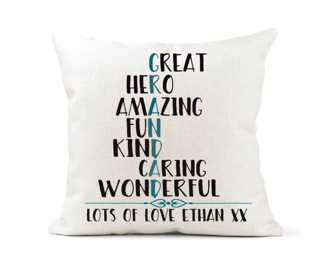 Personalised Grandad Cushion, 50Th 60Th 70Th 75Th 80Th Birthday Gift, Father's Day, Special Keepsake - image 1
