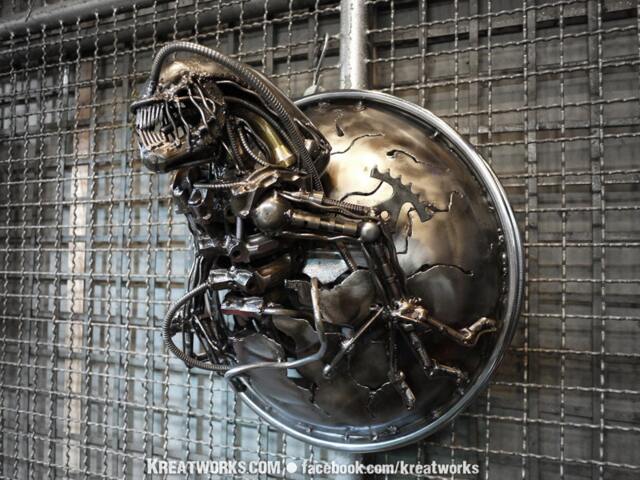 Recycled Metal Monster Lamp - image 1