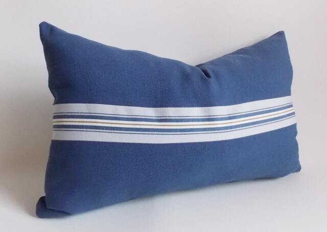 Navy Blue Lumbar Pillow Cover Cotton Canvas Decorative - 12'' X 18'' - image 1