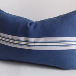 Navy Blue Lumbar Pillow Cover Cotton Canvas Decorative - 12'' X 18'' - thumbnail 2